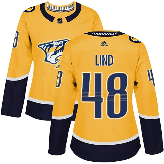 Authentic Adidas Women's Kalan Lind Nashville Predators Home Jersey - Gold