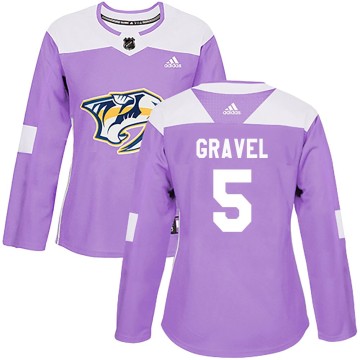 Authentic Adidas Women's Kevin Gravel Nashville Predators Fights Cancer Practice Jersey - Purple