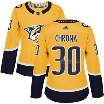 Authentic Adidas Women's Magnus Chrona Nashville Predators Home Jersey - Gold