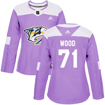 Authentic Adidas Women's Matthew Wood Nashville Predators Fights Cancer Practice Jersey - Purple