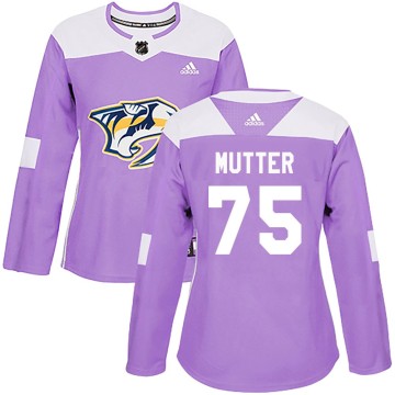 Authentic Adidas Women's Navrin Mutter Nashville Predators Fights Cancer Practice Jersey - Purple