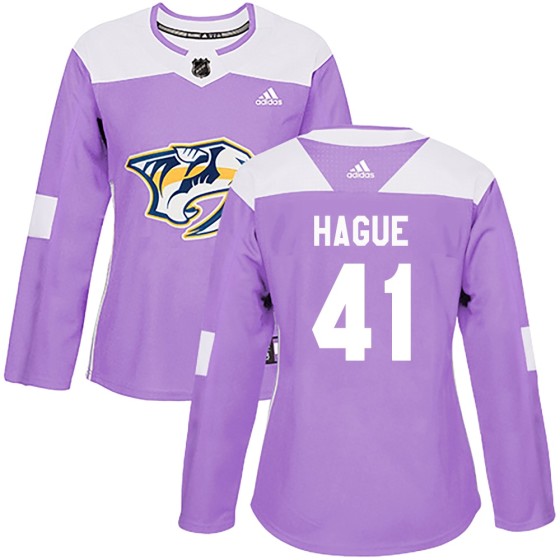 Authentic Adidas Women's Nicolas Hague Nashville Predators Fights Cancer Practice Jersey - Purple