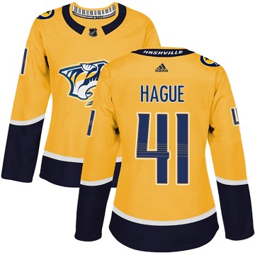 Authentic Adidas Women's Nicolas Hague Nashville Predators Home Jersey - Gold