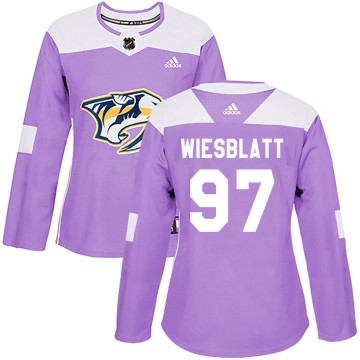 Authentic Adidas Women's Oasiz Wiesblatt Nashville Predators Fights Cancer Practice Jersey - Purple