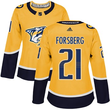 Authentic Adidas Women's Peter Forsberg Nashville Predators Home Jersey - Gold