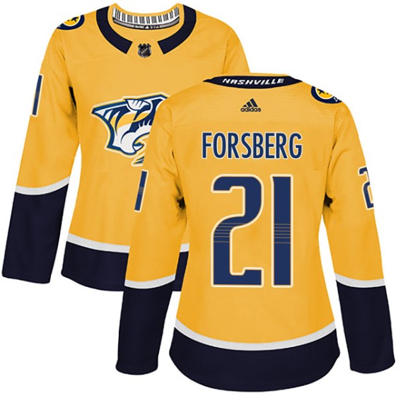 Authentic Adidas Women's Peter Forsberg Nashville Predators Home Jersey - Gold