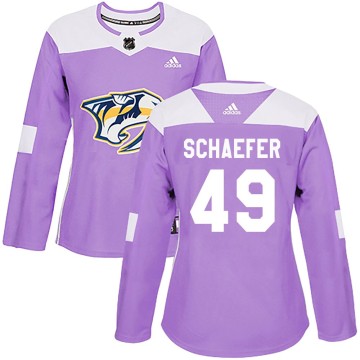 Authentic Adidas Women's Reid Schaefer Nashville Predators Fights Cancer Practice Jersey - Purple