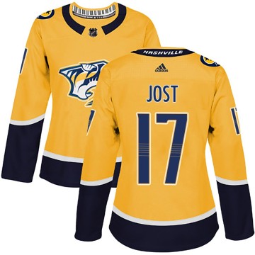 Authentic Adidas Women's Tyson Jost Nashville Predators Home Jersey - Gold