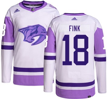 Authentic Adidas Youth Aiden Fink Nashville Predators Hockey Fights Cancer Jersey -
