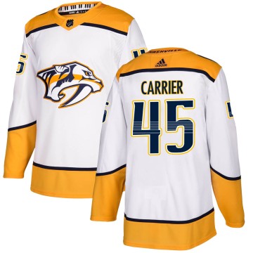 Authentic Adidas Youth Alexandre Carrier Nashville Predators Away Jersey - White