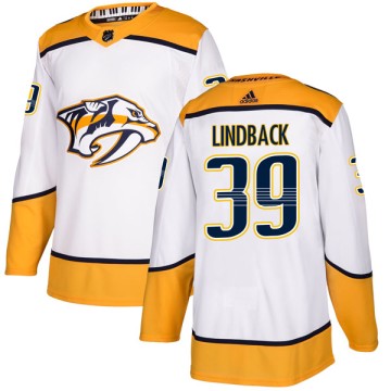 Authentic Adidas Youth Anders Lindback Nashville Predators Away Jersey - White