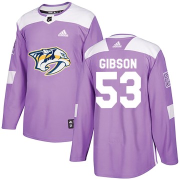 Authentic Adidas Youth Andrew Gibson Nashville Predators Fights Cancer Practice Jersey - Purple