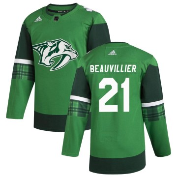 Authentic Adidas Youth Anthony Beauvillier Nashville Predators 2020 St. Patrick's Day Jersey - Green