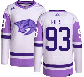 Authentic Adidas Youth Austin Roest Nashville Predators Hockey Fights Cancer Jersey -