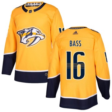 Authentic Adidas Youth Cody Bass Nashville Predators Home Jersey - Gold