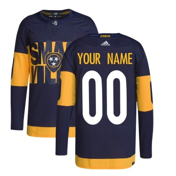Authentic Adidas Youth Custom Nashville Predators Custom 2022 Stadium Series Primegreen Jersey - Navy