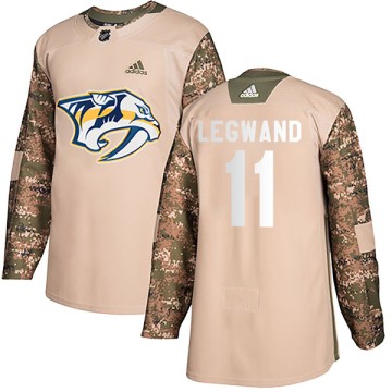 Authentic Adidas Youth David Legwand Nashville Predators Veterans Day Practice Jersey - Camo