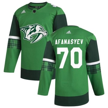 Authentic Adidas Youth Egor Afanasyev Nashville Predators 2020 St. Patrick's Day Jersey - Green