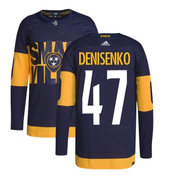Authentic Adidas Youth Grigori Denisenko Nashville Predators 2022 Stadium Series Primegreen Jersey - Navy