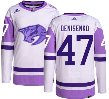 Authentic Adidas Youth Grigori Denisenko Nashville Predators Hockey Fights Cancer Jersey -
