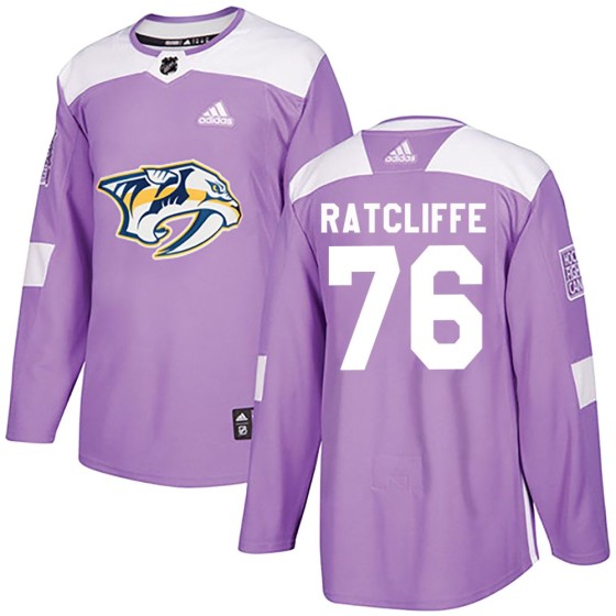 Authentic Adidas Youth Isaac Ratcliffe Nashville Predators Fights Cancer Practice Jersey - Purple