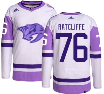 Authentic Adidas Youth Isaac Ratcliffe Nashville Predators Hockey Fights Cancer Jersey -