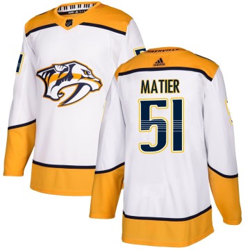 Authentic Adidas Youth Jack Matier Nashville Predators Away Jersey - White