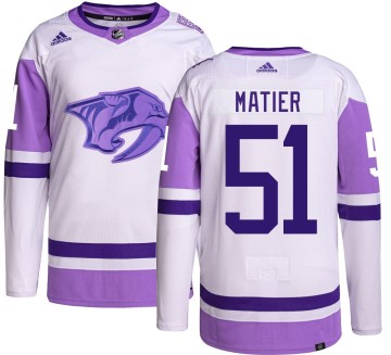 Authentic Adidas Youth Jack Matier Nashville Predators Hockey Fights Cancer Jersey -