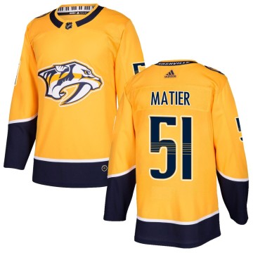 Authentic Adidas Youth Jack Matier Nashville Predators Home Jersey - Gold