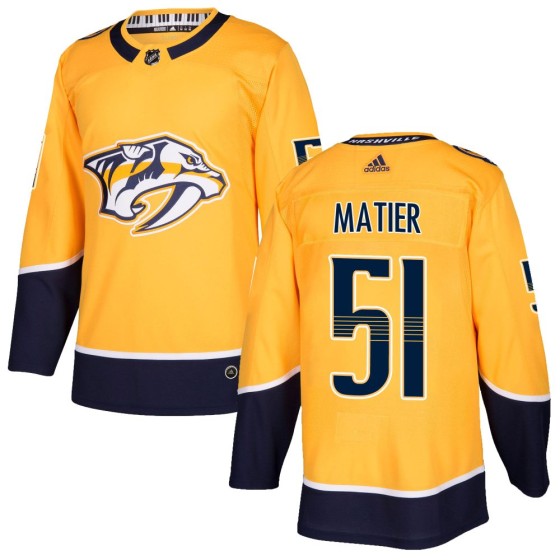 Authentic Adidas Youth Jack Matier Nashville Predators Home Jersey - Gold