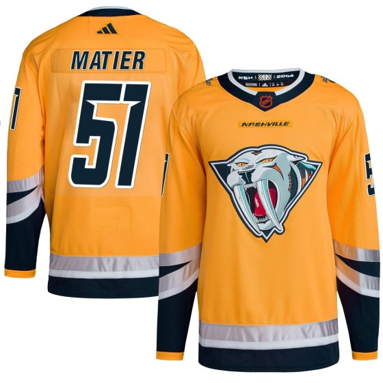 Authentic Adidas Youth Jack Matier Nashville Predators Reverse Retro 2.0 Jersey - Yellow