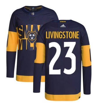 Authentic Adidas Youth Jake Livingstone Nashville Predators 2022 Stadium Series Primegreen Jersey - Navy