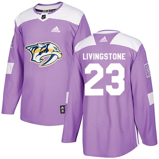 Authentic Adidas Youth Jake Livingstone Nashville Predators Fights Cancer Practice Jersey - Purple