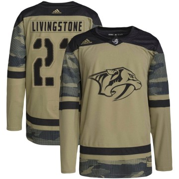 Authentic Adidas Youth Jake Livingstone Nashville Predators Military Appreciation Practice Jersey - Camo