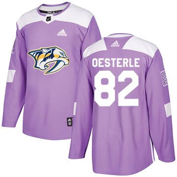 Authentic Adidas Youth Jordan Oesterle Nashville Predators Fights Cancer Practice Jersey - Purple