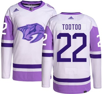 Authentic Adidas Youth Jordin Tootoo Nashville Predators Hockey Fights Cancer Jersey -
