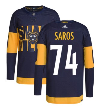 Authentic Adidas Youth Juuse Saros Nashville Predators 2022 Stadium Series Primegreen Jersey - Navy