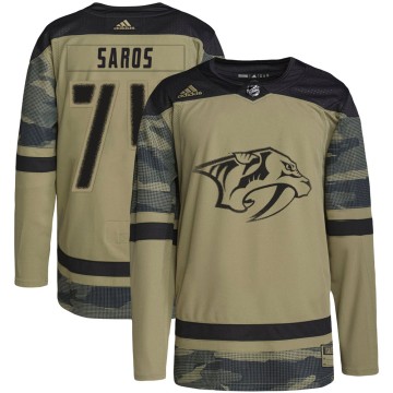 Authentic Adidas Youth Juuse Saros Nashville Predators Military Appreciation Practice Jersey - Camo