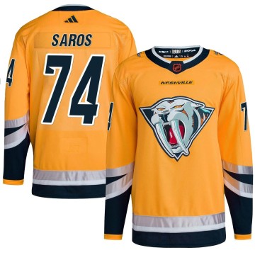 Authentic Adidas Youth Juuse Saros Nashville Predators Reverse Retro 2.0 Jersey - Yellow