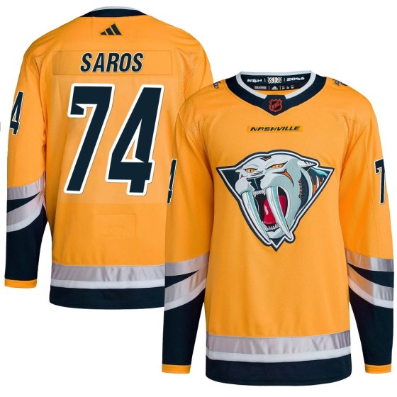 Authentic Adidas Youth Juuse Saros Nashville Predators Reverse Retro 2.0 Jersey - Yellow