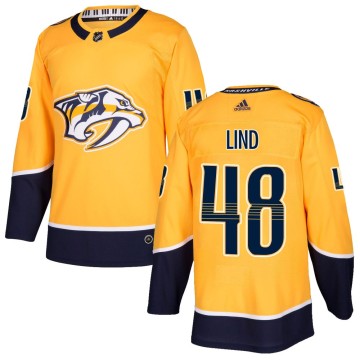 Authentic Adidas Youth Kalan Lind Nashville Predators Home Jersey - Gold