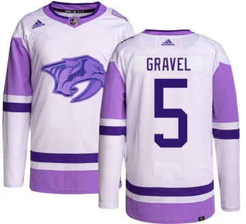 Authentic Adidas Youth Kevin Gravel Nashville Predators Hockey Fights Cancer Jersey -
