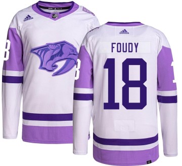 Authentic Adidas Youth Liam Foudy Nashville Predators Hockey Fights Cancer Jersey -