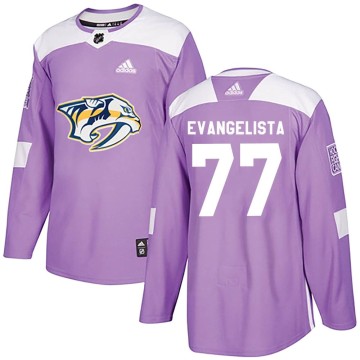 Authentic Adidas Youth Luke Evangelista Nashville Predators Fights Cancer Practice Jersey - Purple