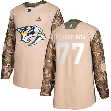Authentic Adidas Youth Luke Evangelista Nashville Predators Veterans Day Practice Jersey - Camo