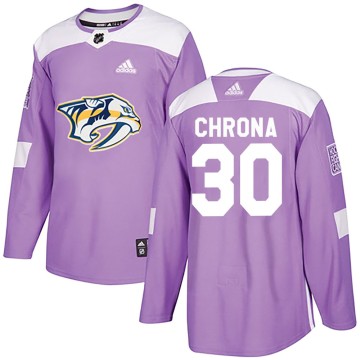 Authentic Adidas Youth Magnus Chrona Nashville Predators Fights Cancer Practice Jersey - Purple