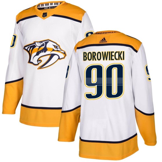 Authentic Adidas Youth Mark Borowiecki Nashville Predators Away Jersey - White