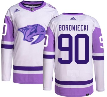 Authentic Adidas Youth Mark Borowiecki Nashville Predators Hockey Fights Cancer Jersey -