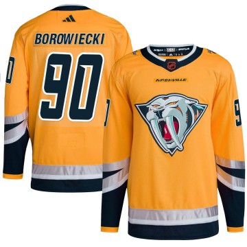 Authentic Adidas Youth Mark Borowiecki Nashville Predators Reverse Retro 2.0 Jersey - Yellow