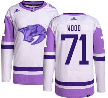 Authentic Adidas Youth Matthew Wood Nashville Predators Hockey Fights Cancer Jersey -